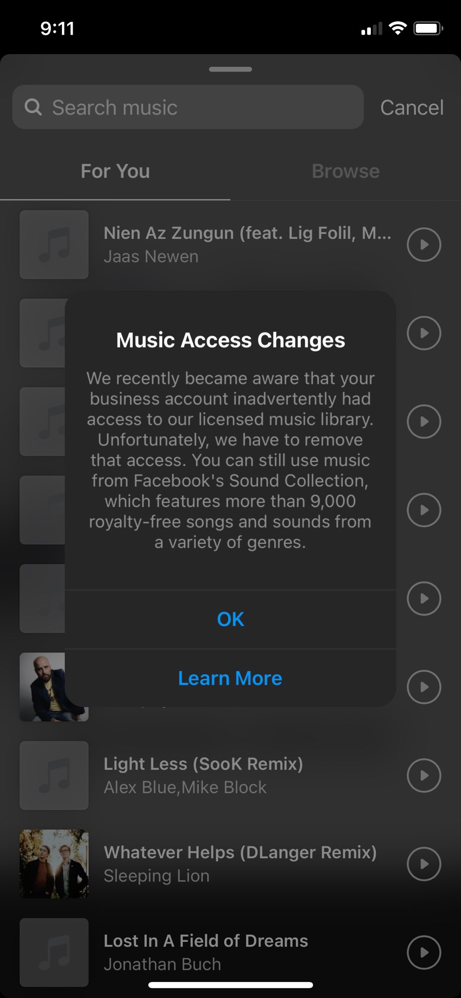 music access changes