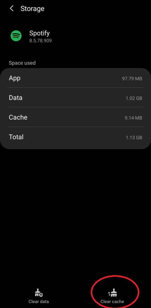 Clear spotify cache 