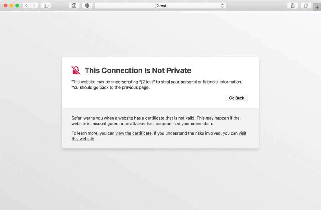 This Connection is not Private Safari
